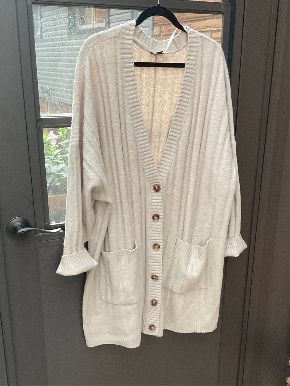 torrid Ivory Ribbed Long Button-Up Cardigan